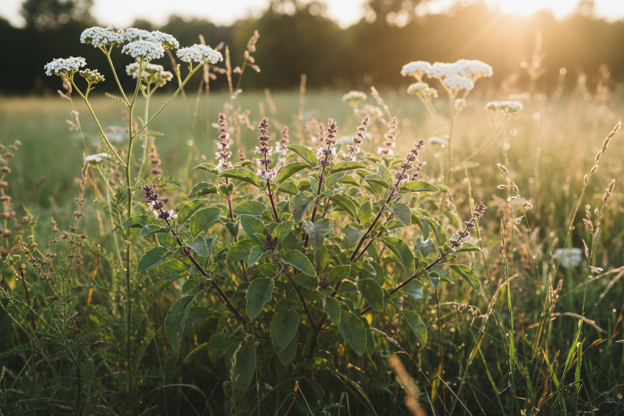 Tulsi, yarrow and grasses - version 2
